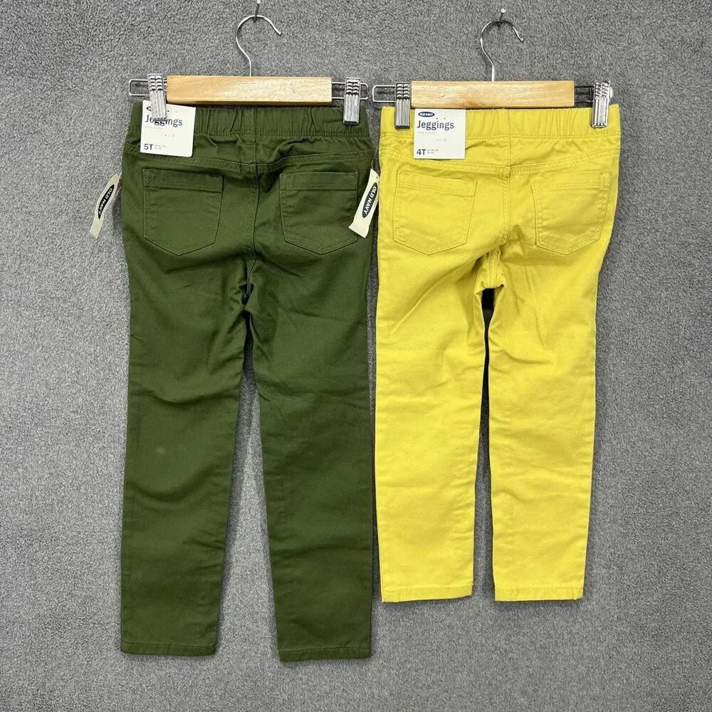2x Old Navy Girls Jeggings 4T‎ Extra Stretch Denim Elastic Waist Pull On Lot